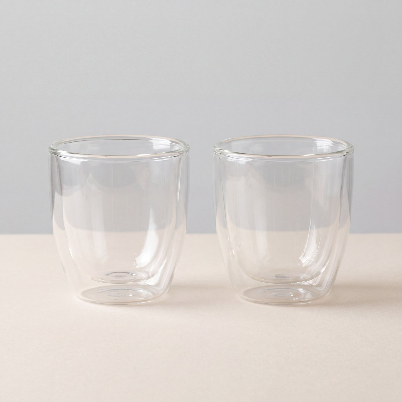 Double Walled Glass Cups, Pair